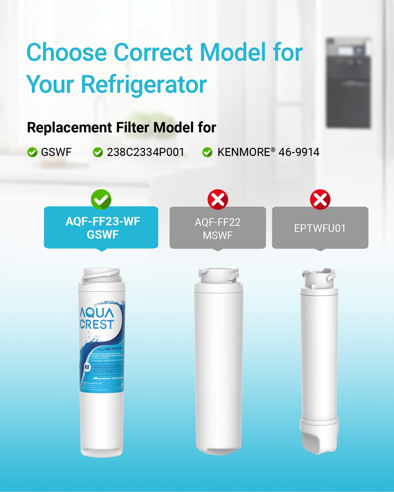 Amazon.com: AQUA CREST GSWF Refrigerator Water Filter